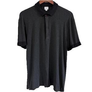 Armani Collezioni Polo Shirt Men’s Size XL Gray & Black Short Sleeve Golf Luxury